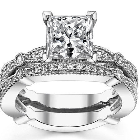Moissanite Milgrain Engagement Ring, 0.26ct