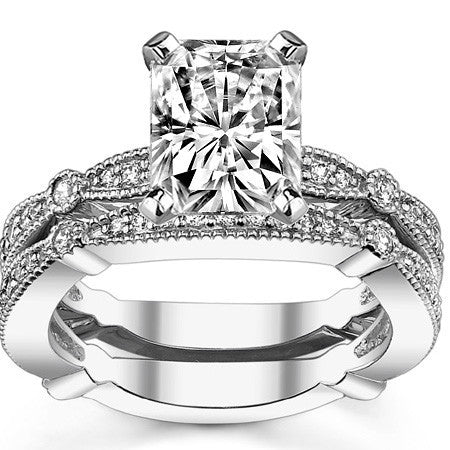 Moissanite Milgrain Engagement Ring, 0.26ct