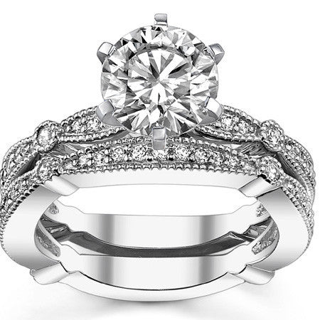 Moissanite Milgrain Engagement Ring, 0.26ct