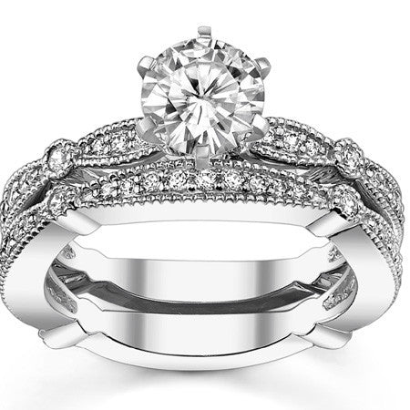 Moissanite Milgrain Engagement Ring, 0.26ct