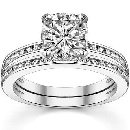 Round Brilliant Moissanite Channel Set Engagement Ring, 0.18ct