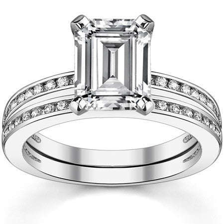 Round Brilliant Moissanite Channel Set Engagement Ring, 0.18ct
