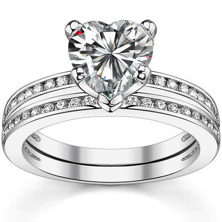 Round Brilliant Moissanite Channel Set Engagement Ring, 0.18ct