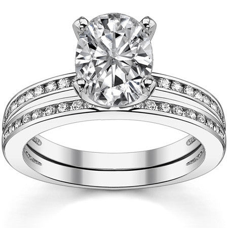 Round Brilliant Moissanite Channel Set Engagement Ring, 0.18ct
