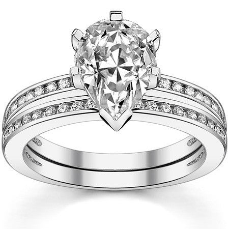 Round Brilliant Moissanite Channel Set Engagement Ring, 0.18ct