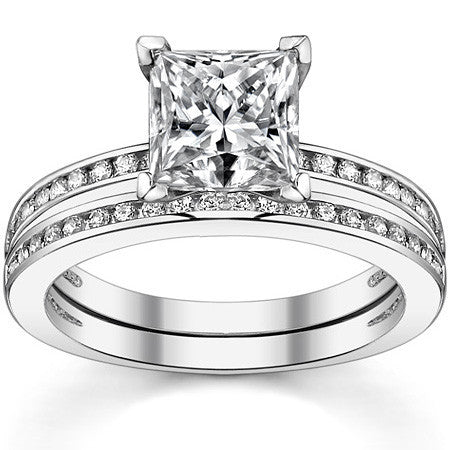 Round Brilliant Moissanite Channel Set Engagement Ring, 0.18ct