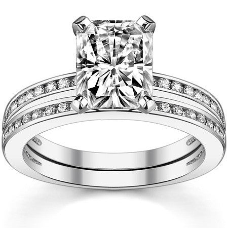 Round Brilliant Moissanite Channel Set Engagement Ring, 0.18ct