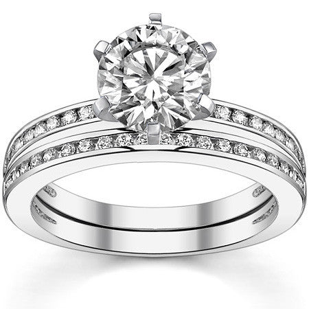 Round Brilliant Moissanite Channel Set Engagement Ring, 0.18ct