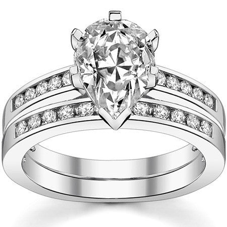 Round Brilliant Moissanite Channel Set Cathedral Engagement Ring