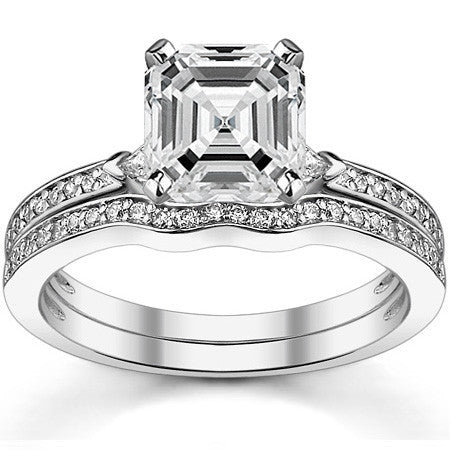Round & Trillion Moissanite Engagement Ring, 0.28ct