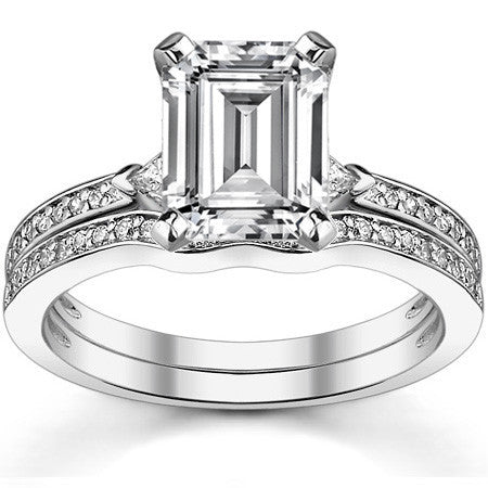 Round & Trillion Moissanite Engagement Ring, 0.28ct