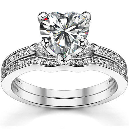 Round & Trillion Moissanite Engagement Ring, 0.28ct