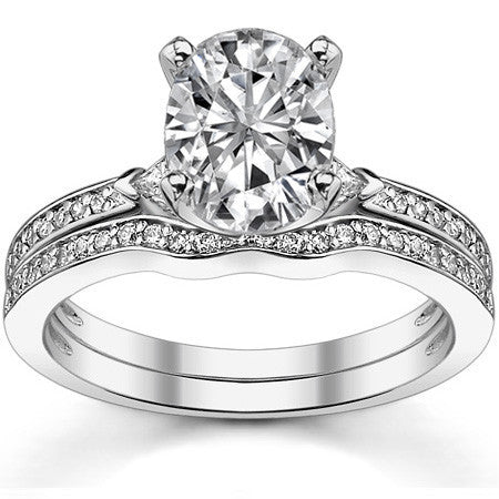 Round & Trillion Moissanite Engagement Ring, 0.28ct
