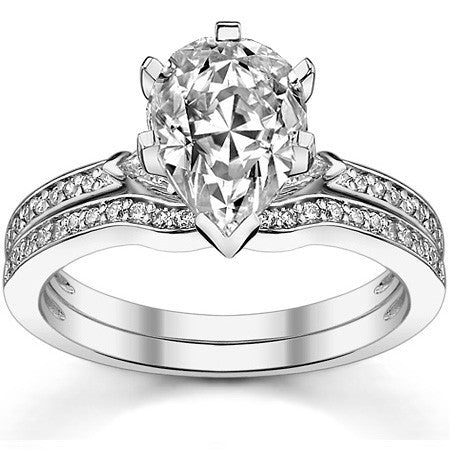 Round & Trillion Moissanite Engagement Ring, 0.28ct