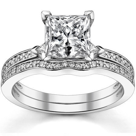 Round & Trillion Moissanite Engagement Ring, 0.28ct