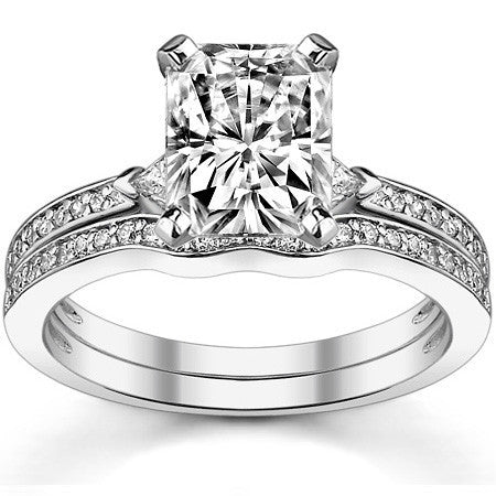 Round & Trillion Moissanite Engagement Ring, 0.28ct