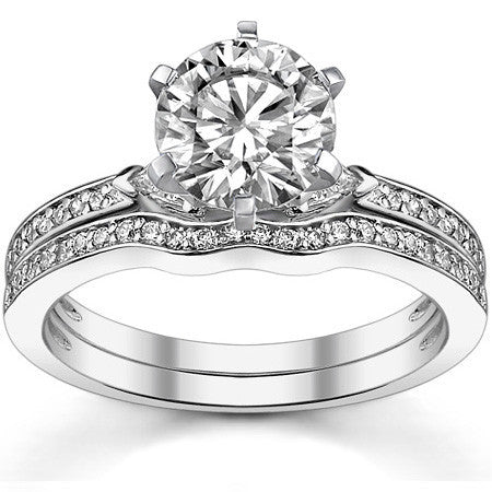 Round & Trillion Moissanite Engagement Ring, 0.28ct