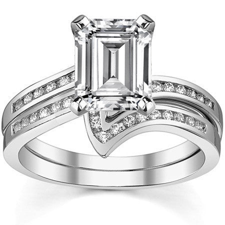 Round Brilliant Moissanite & Diamond Bypass Engagement Ring, 0.11ct