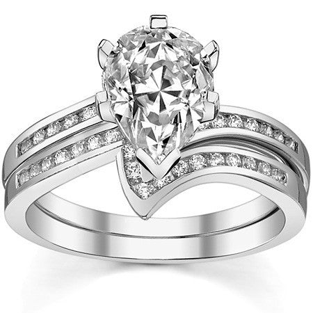 Round Brilliant Moissanite & Diamond Bypass Engagement Ring, 0.11ct