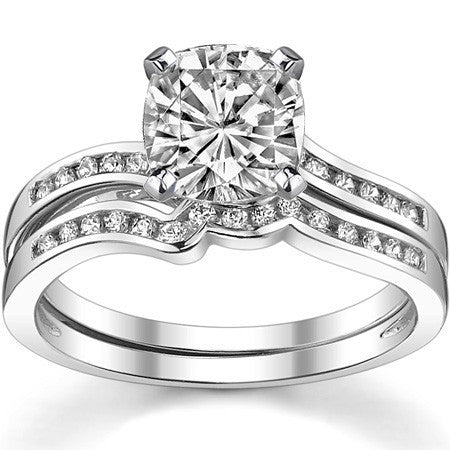 Round Brilliant Moissanite Bypass Engagement Ring, 0.12ct