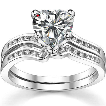 Round Brilliant Moissanite Bypass Engagement Ring, 0.12ct