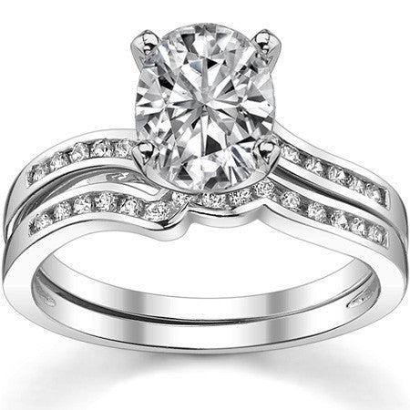 Round Brilliant Moissanite Bypass Engagement Ring, 0.12ct