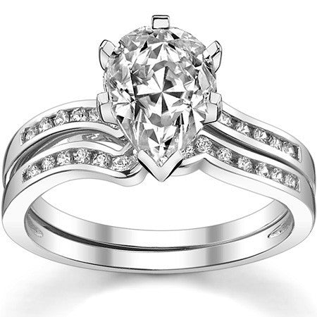 Round Brilliant Moissanite Bypass Engagement Ring, 0.12ct