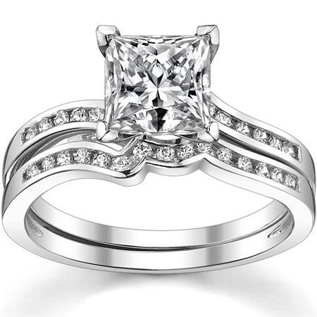 Round Brilliant Moissanite Bypass Engagement Ring, 0.12ct