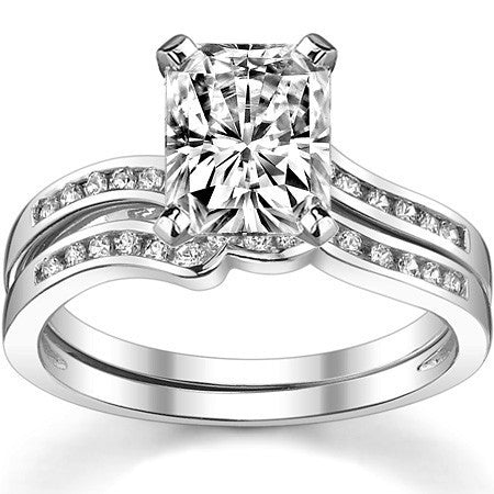 Round Brilliant Moissanite Bypass Engagement Ring, 0.12ct