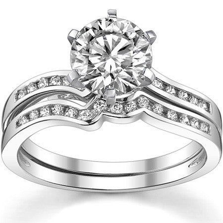 Round Brilliant Moissanite Bypass Engagement Ring, 0.12ct