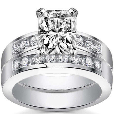 Round Brilliant Moissanite Channel Engagement Ring (0.36ct)