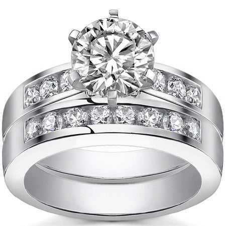 Round Brilliant Moissanite Channel Engagement Ring (0.36ct)