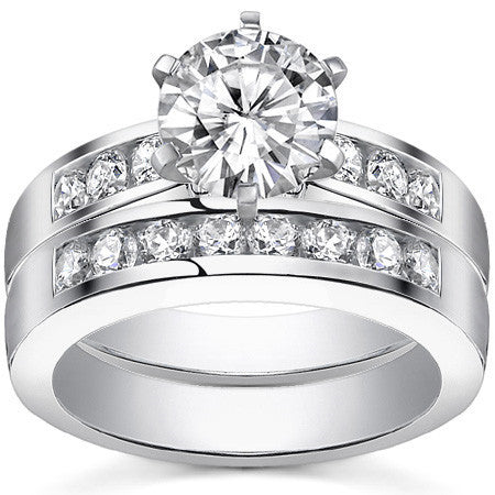 Round Brilliant Moissanite Channel Engagement Ring (0.36ct)