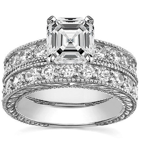 Round Antique Moissanite Engagement Ring Setting 0.6ct