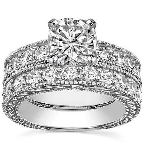 Round Antique Moissanite Engagement Ring Setting 0.6ct