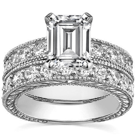 Round Antique Moissanite Engagement Ring Setting 0.6ct