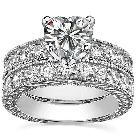 Round Antique Moissanite Engagement Ring Setting 0.6ct