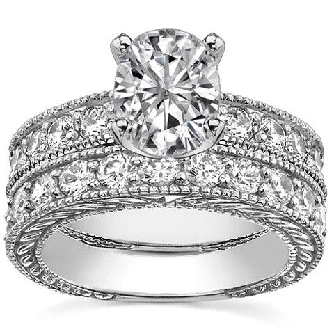 Round Antique Moissanite Engagement Ring Setting 0.6ct