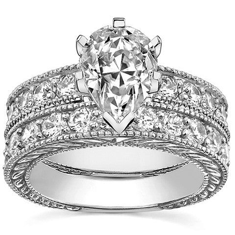 Round Antique Moissanite Engagement Ring Setting 0.6ct