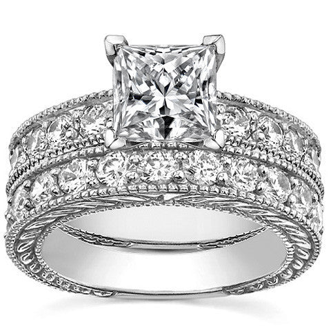 Round Antique Moissanite Engagement Ring Setting 0.6ct