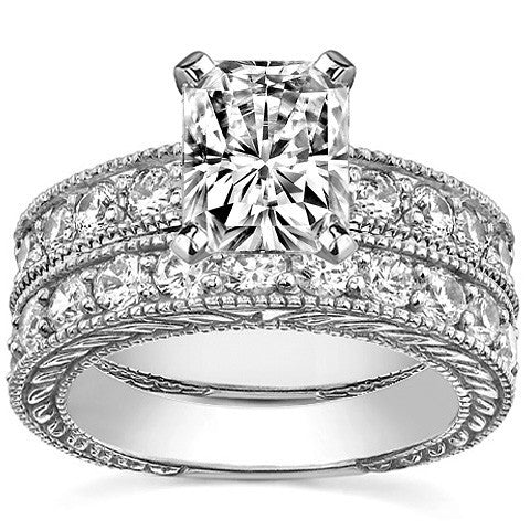 Round Antique Moissanite Engagement Ring Setting 0.6ct