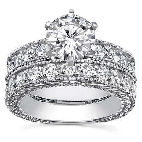 Round Antique Moissanite Engagement Ring Setting 0.6ct