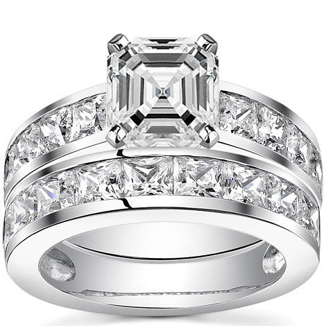 Channel Set Princess cut Moissanite Engagement Ring 2.2ct
