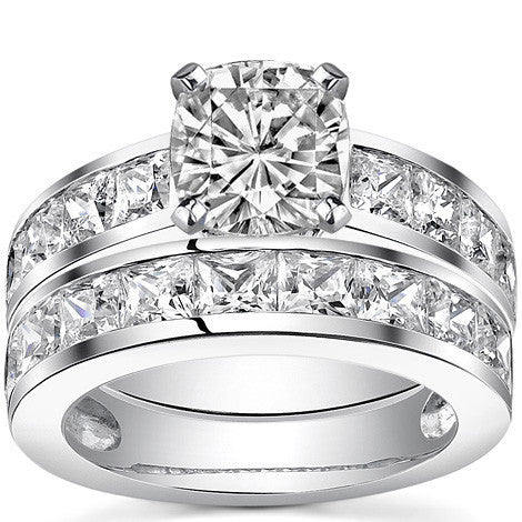 Channel Set Princess cut Moissanite Engagement Ring 2.2ct
