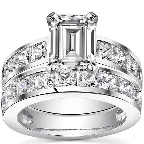 Channel Set Princess cut Moissanite Engagement Ring 2.2ct