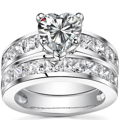 Channel Set Princess cut Moissanite Engagement Ring 2.2ct