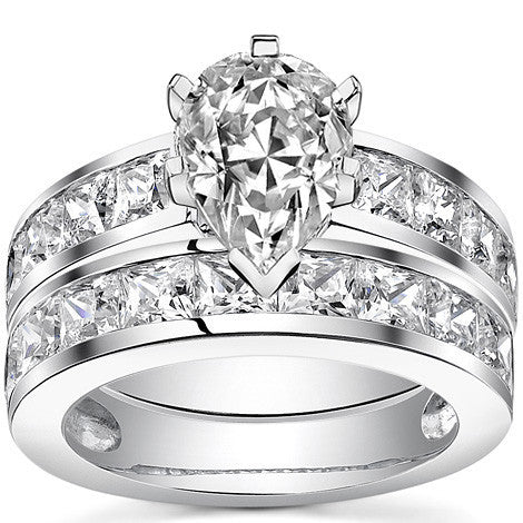 Channel Set Princess cut Moissanite Engagement Ring 2.2ct