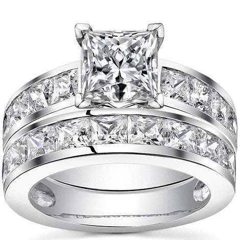 Channel Set Princess cut Moissanite Engagement Ring 2.2ct