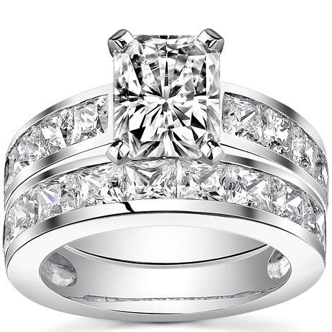 Channel Set Princess cut Moissanite Engagement Ring 2.2ct