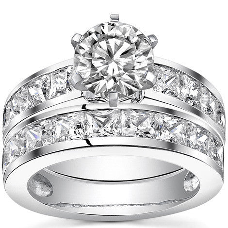 Channel Set Princess cut Moissanite Engagement Ring 2.2ct